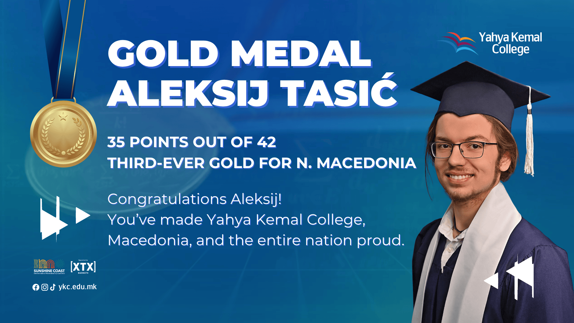 IMO 2025: Aleksij Tasić Brings Home Gold for Macedonia – A Historic Win for Yahya Kemal College